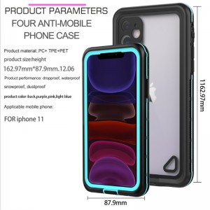 waterdicht schokbestendig iphone 11 geval onder water ipod geval iphone 11 waterdichte zaak (black) met transparante rugdekking