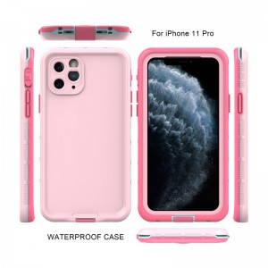 Apple iphone 11 voor waterdichte 100 waterdichte telefoon geval iphone 11 voor waterdichte puch (roze) met vaste kleur rug cover