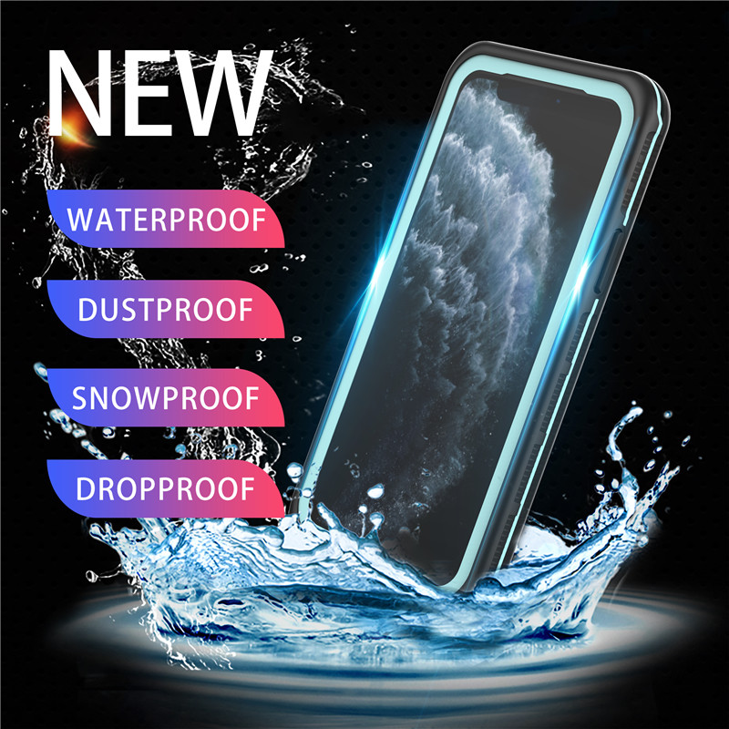 Waterdichte mobiele telefoon accessoires waterbestendig tasje voor onderwater tas voor iPhone 11 pro (blauw) met effen kleur achterkant