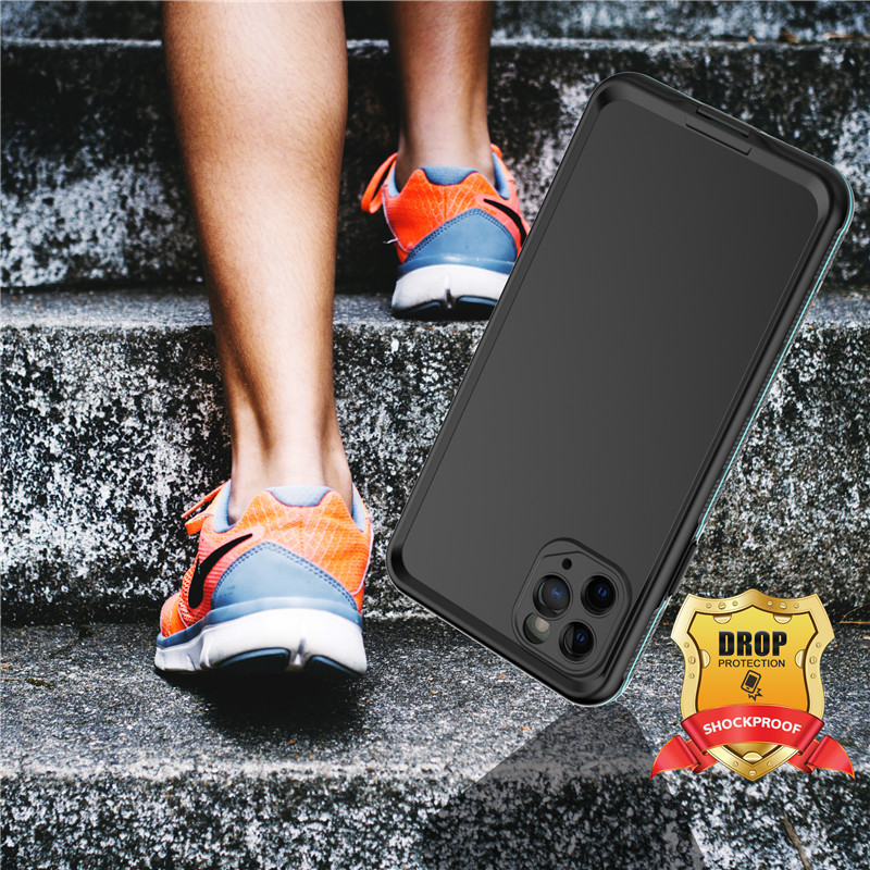 Iphone beschermende gevallen waterdicht plastic geval waterdicht onderwater waterdicht geval voor iphone 11 pro max (blue) met vaste kleur back cover