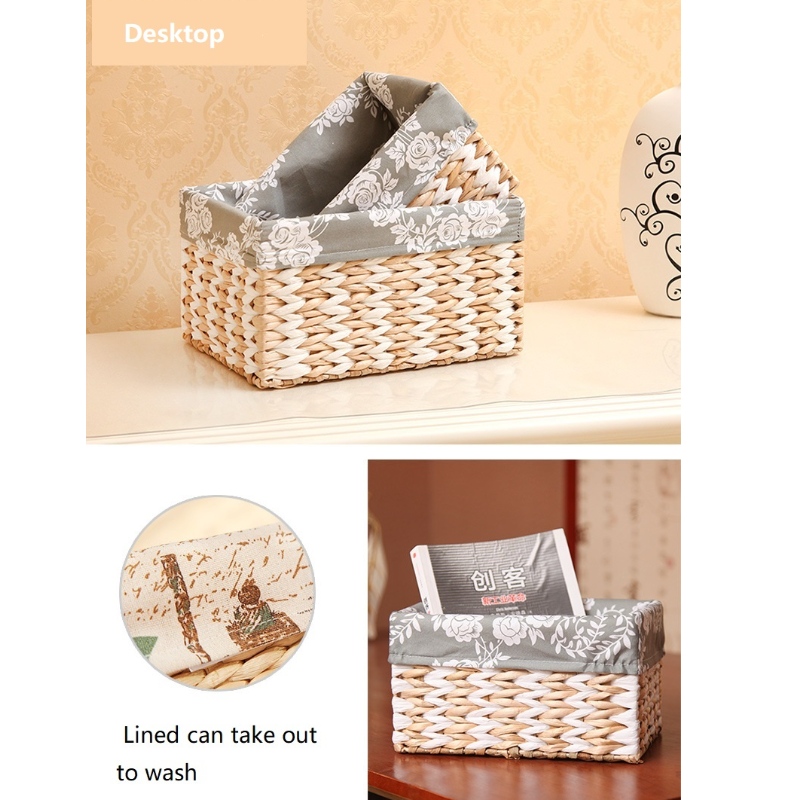 Straw Woven Bakset met voering