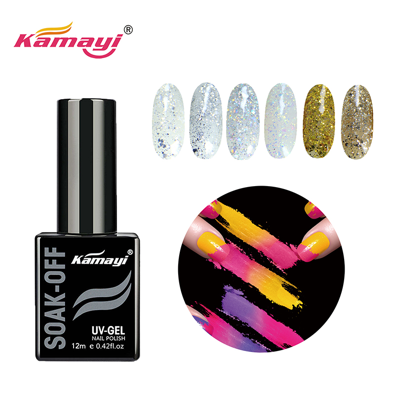 Kamayi hoge kwaliteit fabrieksprijs nail art groothandel kamayi 400 kleuren losweken uv nagelgel poetsmiddelen Pailletten gellak