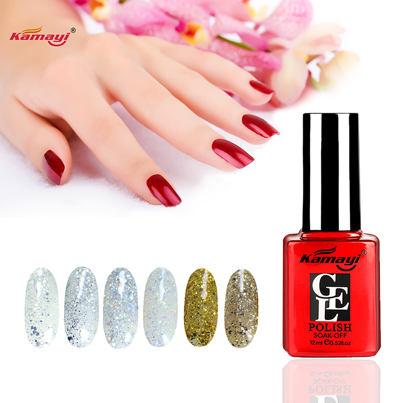 Kamayi hoge kwaliteit fabrieksprijs nail art groothandel kamayi 400 kleuren losweken uv nagelgel poetsmiddelen Pailletten gellak