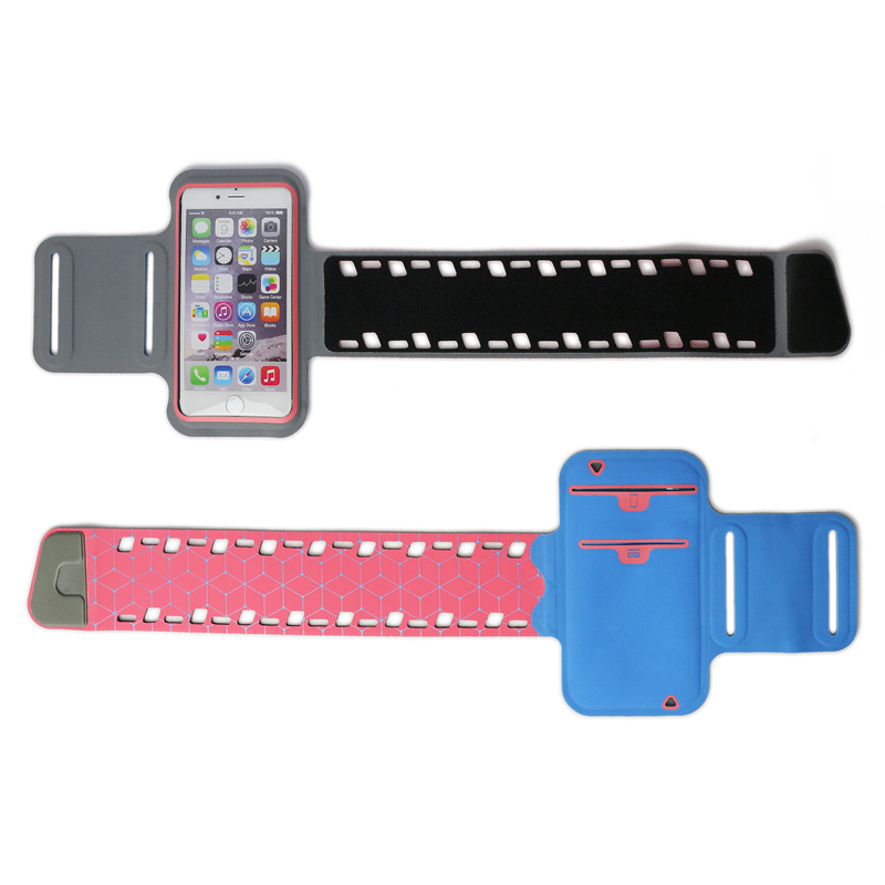 Verstelbare aangepaste Lycra Sport mobiele telefoonarmband voor hardlopen