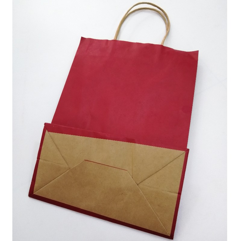 Multi-kleur bruine papieren zak op maat kraft papieren zak met handvat