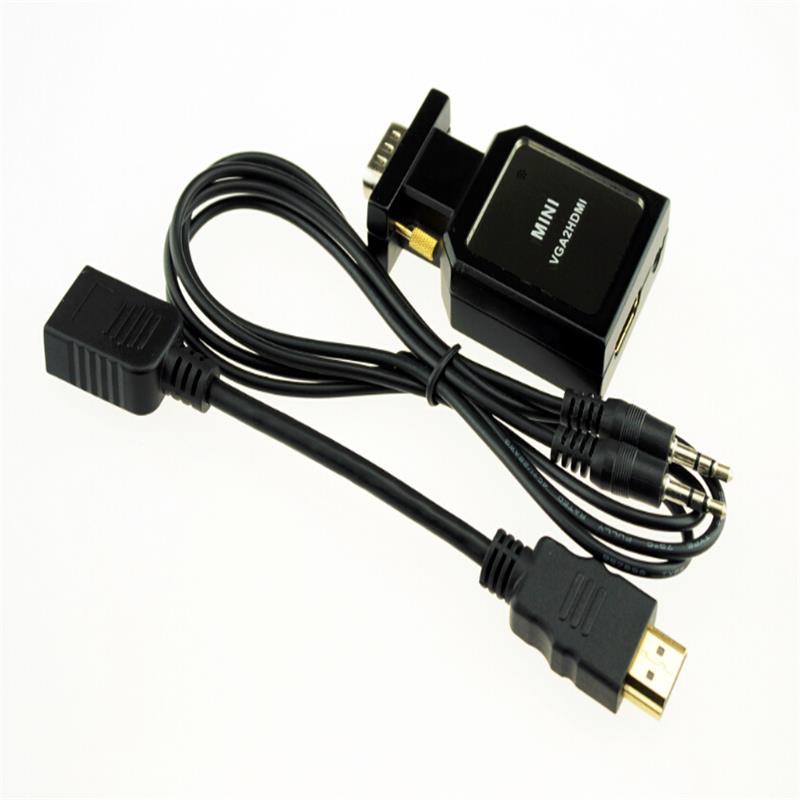 Metalen behuizing MINI-formaat VGA + 3,5 mm audio naar HDMI-converter