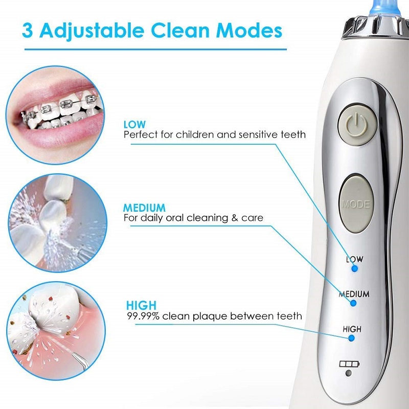 H2ofloss Waterflosser Professionele draadloze tandheelkundige monddouche - Draagbaar en oplaadbaar IPX7 Waterdicht flossen voor het reinigen van tanden, 300 ml reservoir voor thuis en onderweg (HF-5)