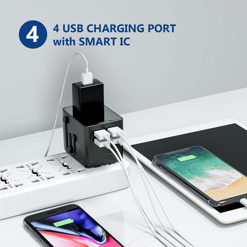 RRTRAVEL Power Plug Adapter --International Travel --4 USB Ports for 150+ Landen --220 Volt Adapter --Travel Adapter Type C Type A Type G I f UK EU Europe European (4 USB Travel Adapter)