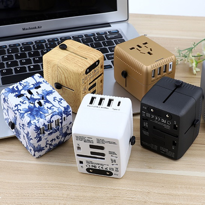 RRTRAVEL Universal Travel Adapter, International Power Adapter, Worldwide Plug Adaptor met 4 USB Ports, High Speed 5A Wall Charger, Alles in een AC Socket voor de VS UK AUS Europe Asia Cell Phone Laptop