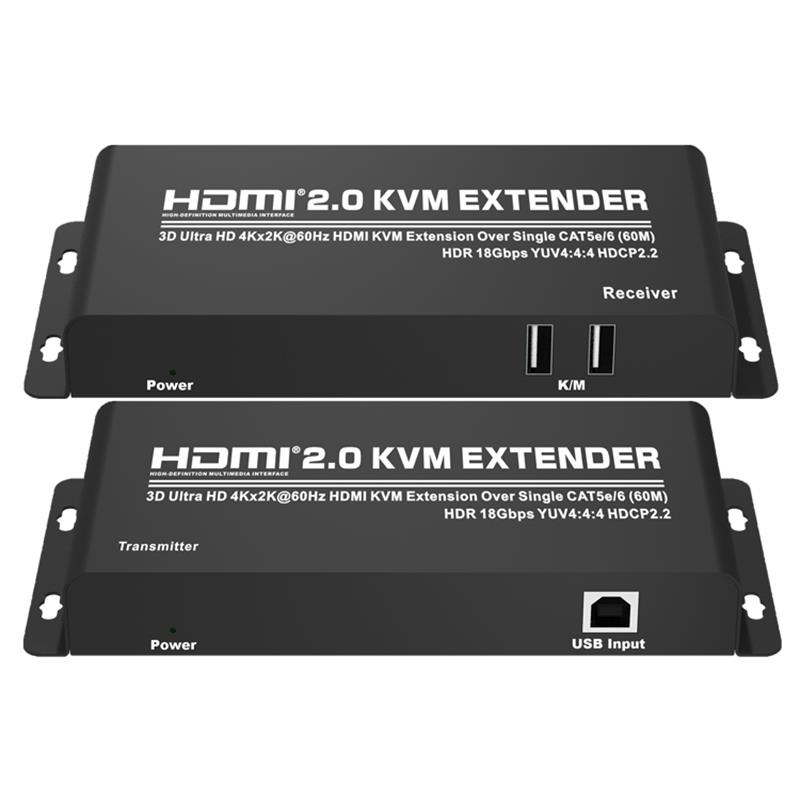 HDMI 2.0 KVM-extender 60 m via enkele CAT5e / 6-ondersteuning Ultra HD 4Kx2K @ 60Hz HDCP2.2