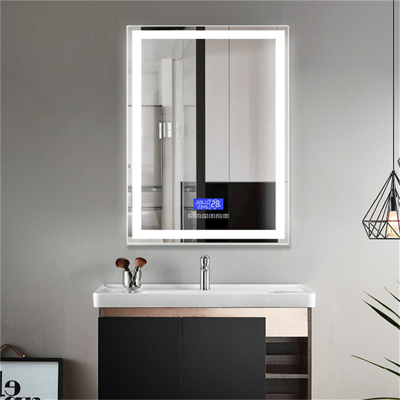 Vertical Wall mounted led badkamer Smart mirror met Bluetooth Speaker Temperature Function