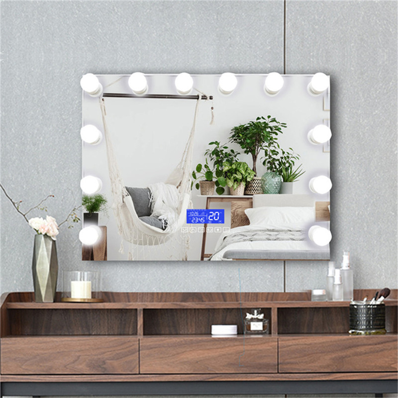 Decoratieve schoonheid Vanity Touch Screen Bluetooth Mirror Wall-mounted Hollywood-led Vanity spiegel