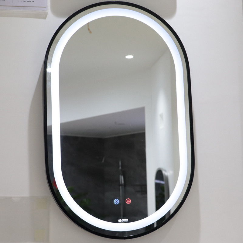 Fabriek New Style Led Lighted Black Wall Mounted Led badkamer Mirror