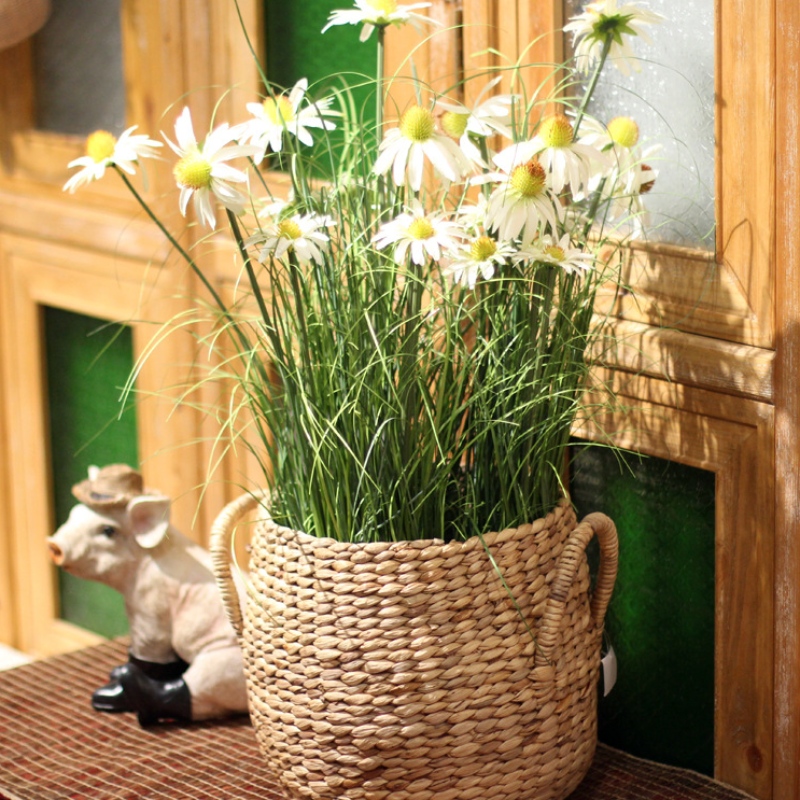 Stro geweven opbergmand