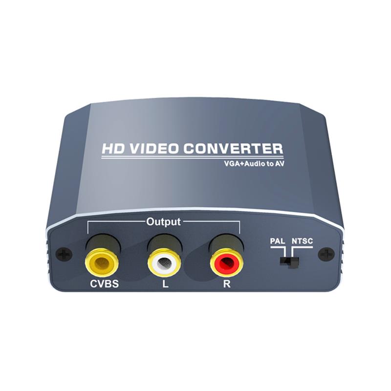 VGA + Stereo Audio naar AV Converter Ondersteuning 1080P