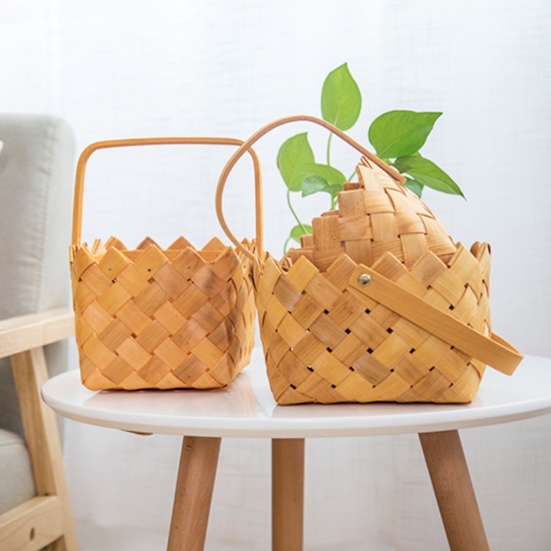 Home Decor Wooden Woven Basket