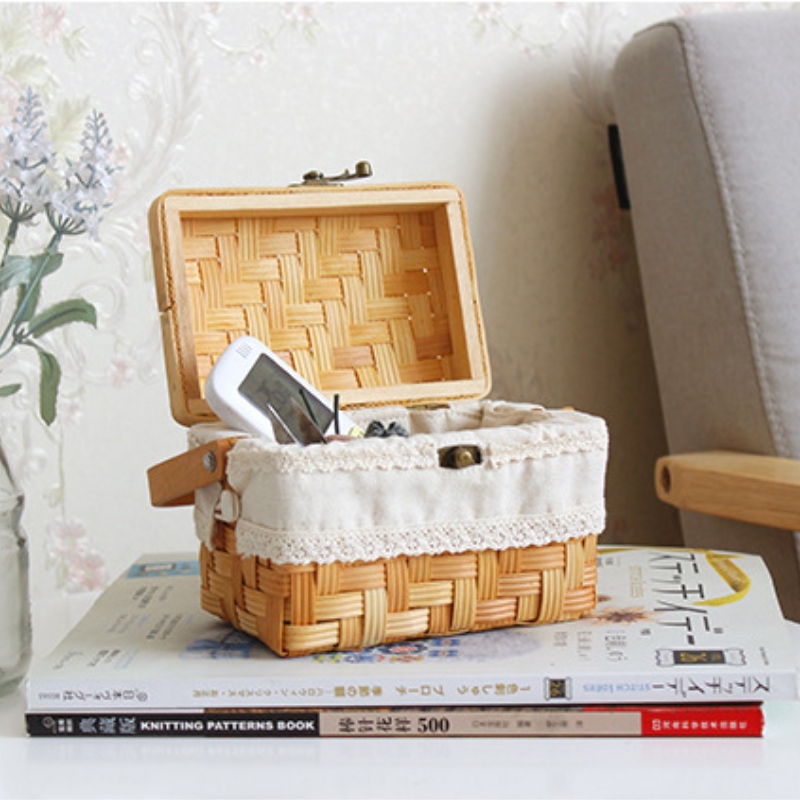 Houten geweven manden met deksel