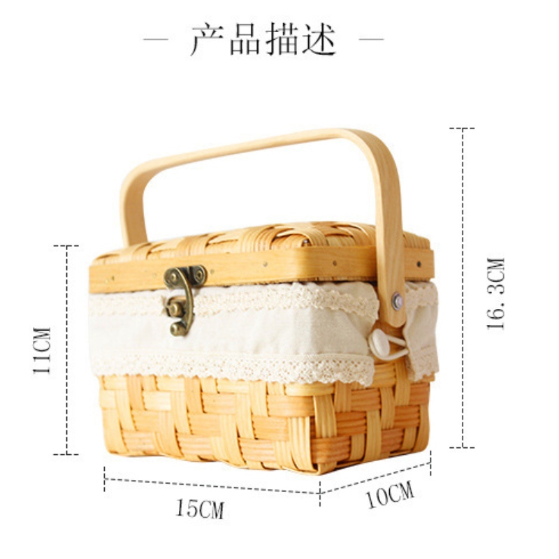 Houten geweven manden met deksel