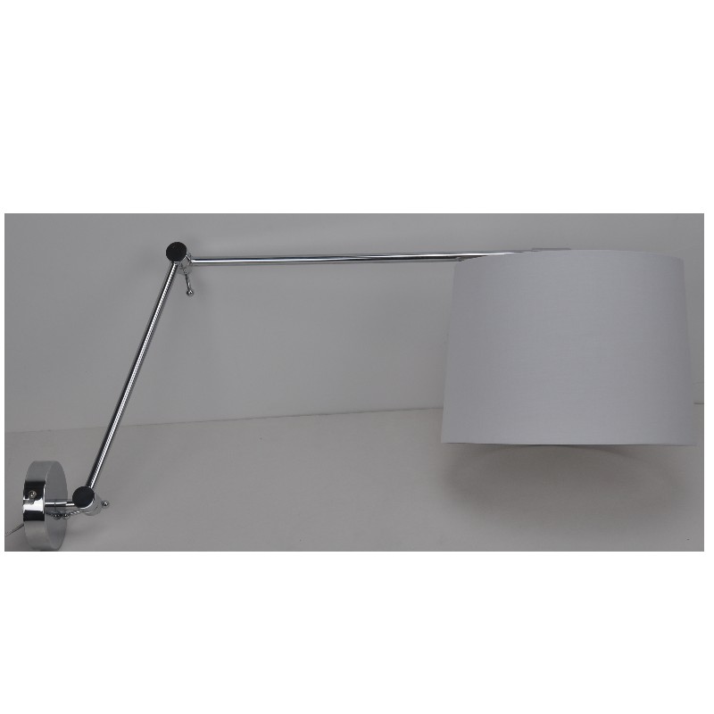 Wandlamp met stoffen kap, lange arm met verstelbare functie