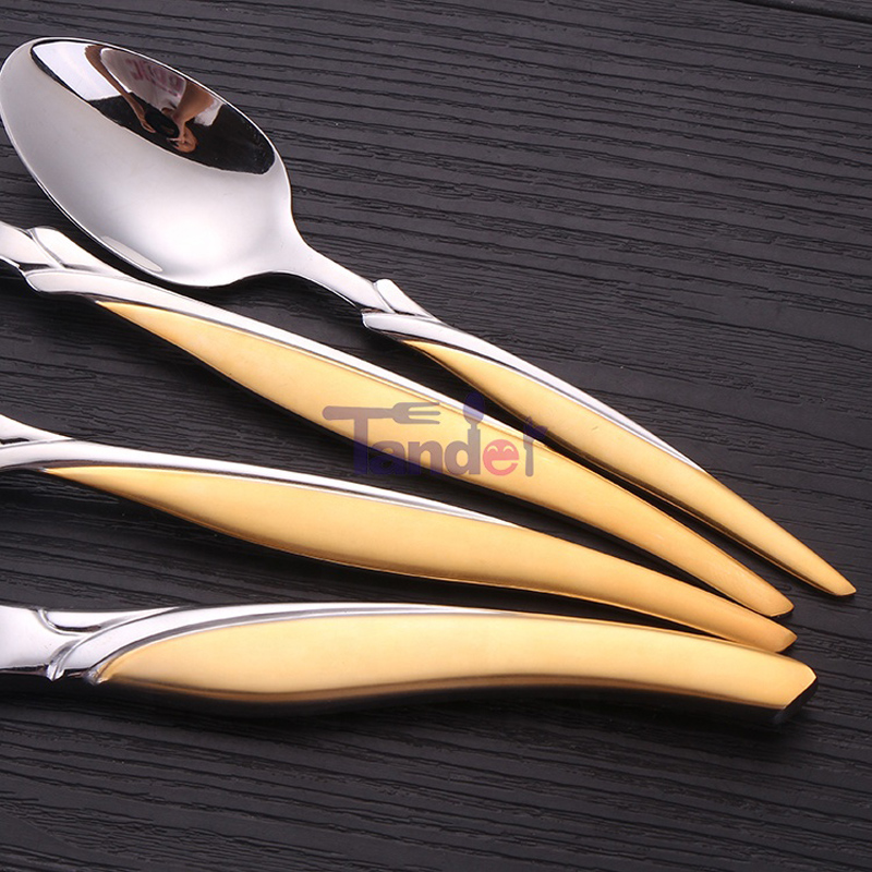 72/84/86 Gottinghen Stainkless Steel Flatware Gold 86 Pcs Cutlery Set met houten kist