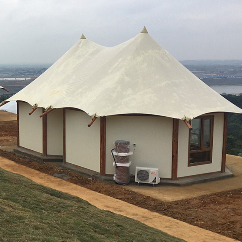 Prefab Huizen Calciumsilicaat Raadsmuur Uitgerekte Kabelmembraan Structuur Villa Tent Voor 2 personen