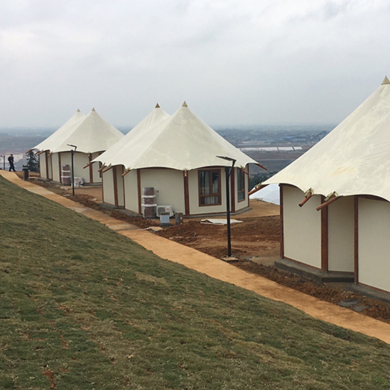 Prefab Huizen Calciumsilicaat Raadsmuur Uitgerekte Kabelmembraan Structuur Villa Tent Voor 2 personen