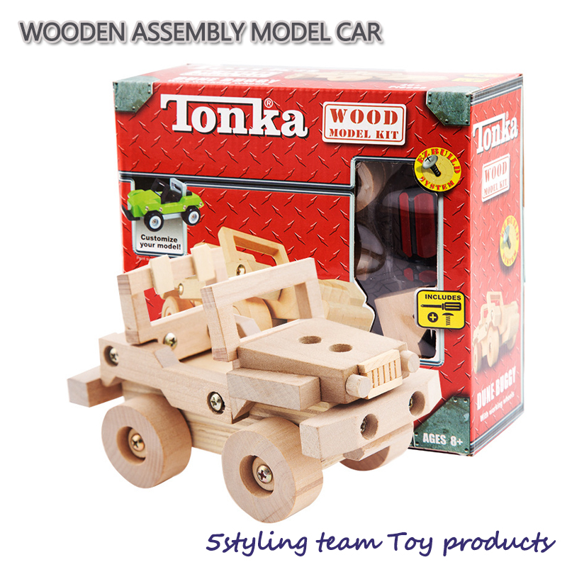 Echte houten montage en demontage van modellen voor vrachtwagenwagens kinderen DIY handen op educatief speelgoed groothandel gemengd