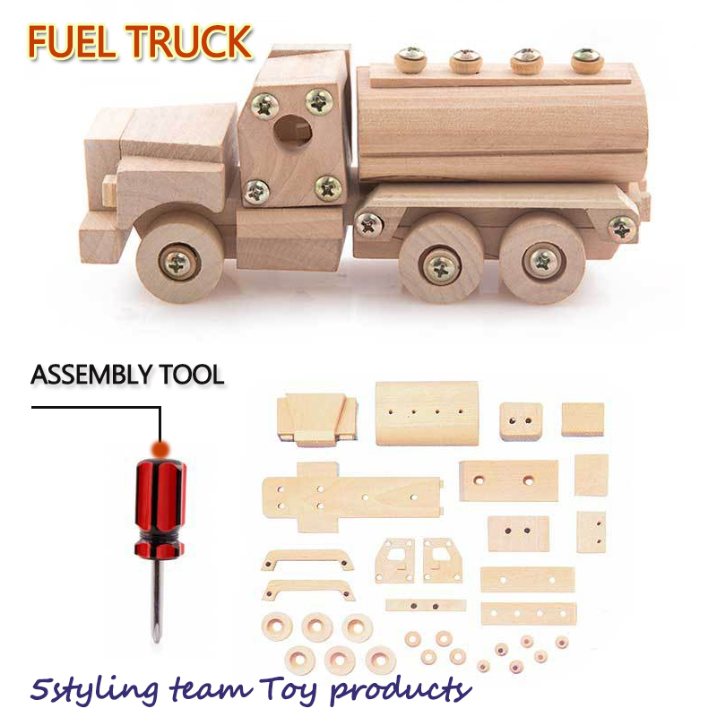 Echte houten montage en demontage van modellen voor vrachtwagenwagens kinderen DIY handen op educatief speelgoed groothandel gemengd