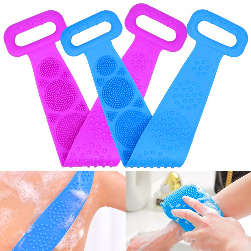 2-pack siliconen bad lichaam borstel terug scrubber exfoliërende terug wasmachine scrub zachte riem voor vrouwen mannen diepe schone massage huid