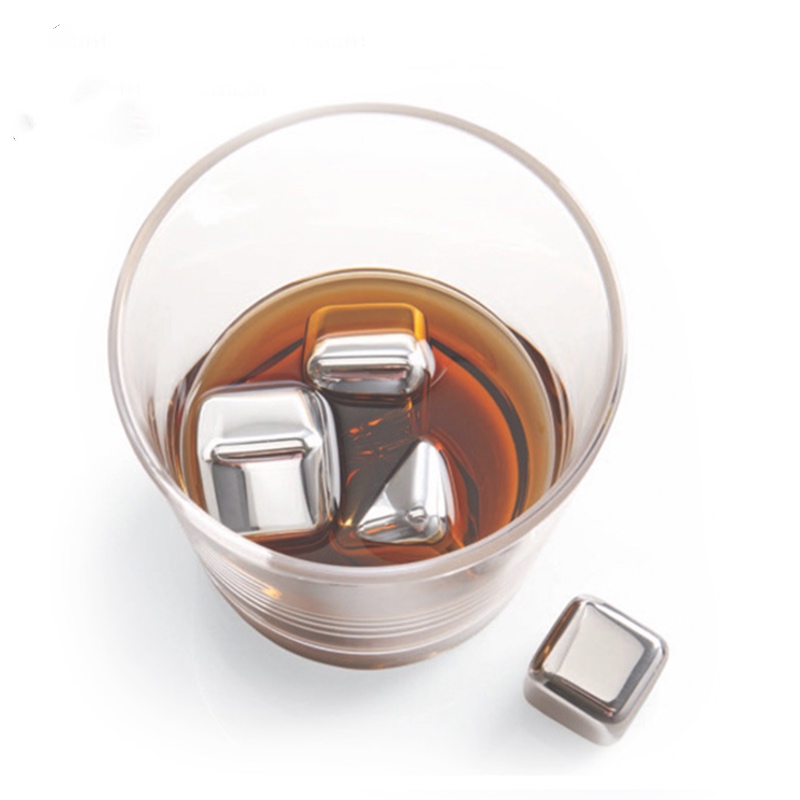 HOT verkoop Square 27mm 8pcs set Stainless Steel Whisky Stones ijsblokje