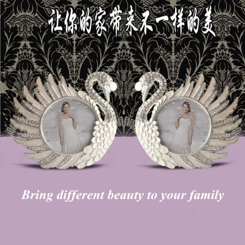 Modern Chinees creatief podium metaal foto frame zilver creatieve praktische slaapkamer Swan decoratieve foto frame kan worden aangepast