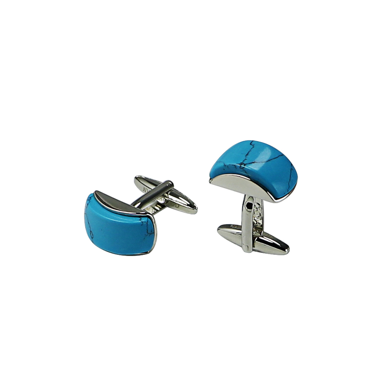 Man's Turquoise Domed Rectangle Cuff Links