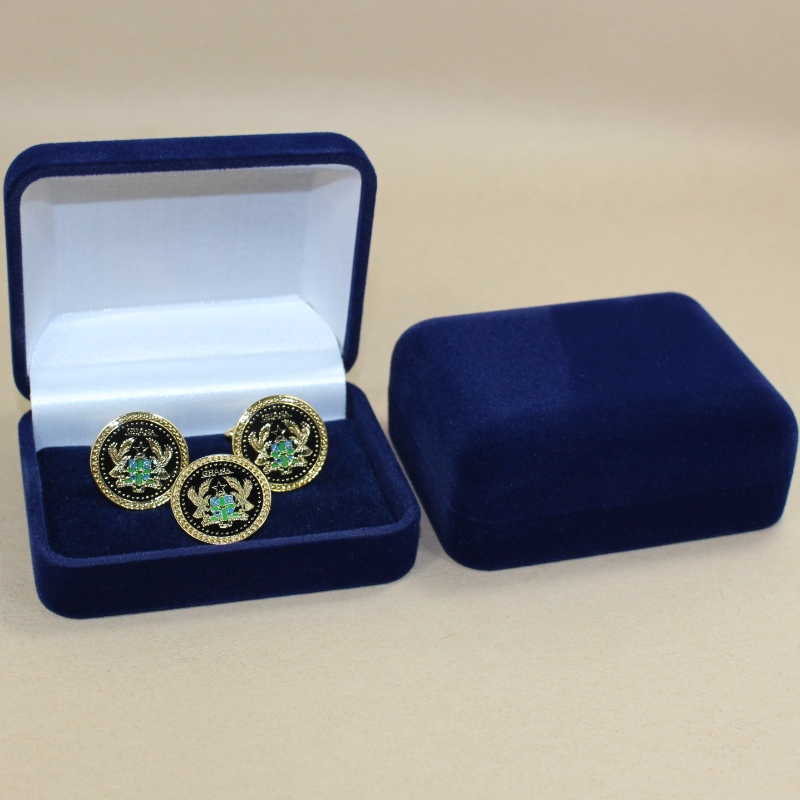 Item D-45S ronde vorm Velvet Box voor paar manchetknopen, een 60mm dasclip in lengte, of meerdere badges, munten, medailles, enz., mm.75*95*32mm, gewichten over 65g