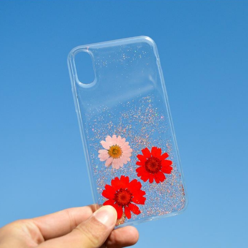 Fabrikant Custom Fashion Apple iPhoneX speciale echte droge bloem embossing kleine verse bloemen drop telefoonhoes