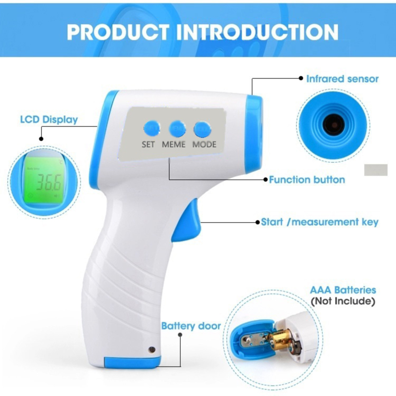 Digitale medische niet-verbonden Inforad Forehead thermometer Gun voor volwassenen, voor koorts, met CE