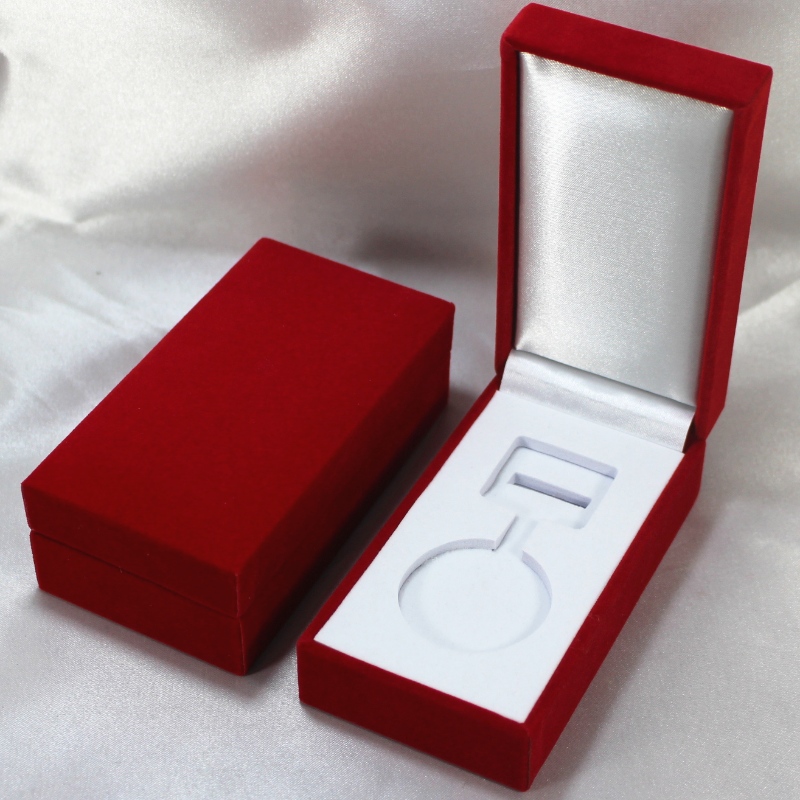 Artikel V-10 rechthoek Kunstleer Kartonnen doos voor medaille & badge 40 * 80 mm, enz. Mm. 60 * 111 * 38, weegt ongeveer 82 g