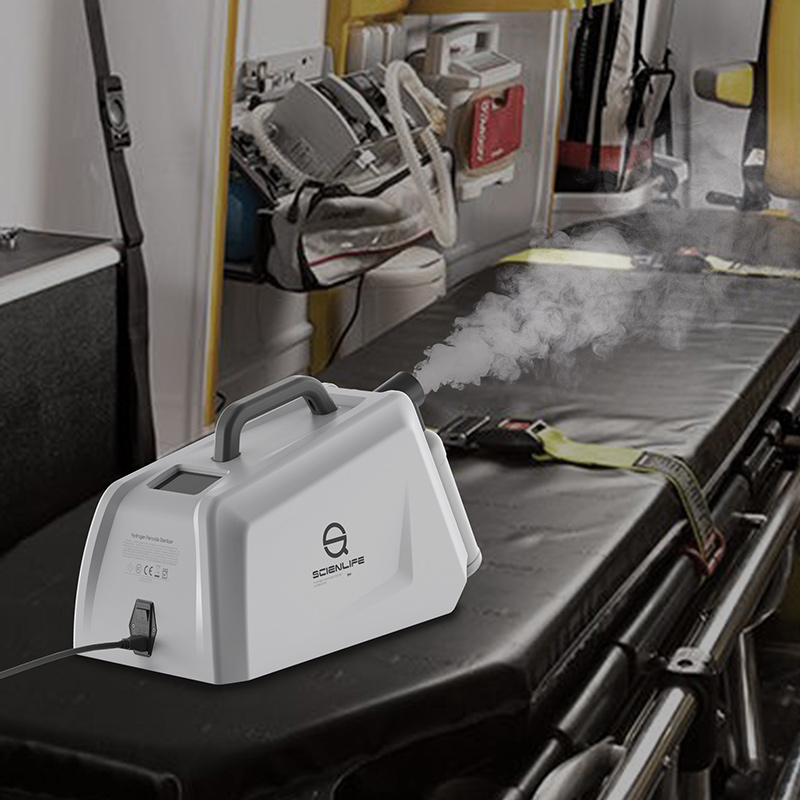 Sterilisator voor waterstofperoxide in droge mist