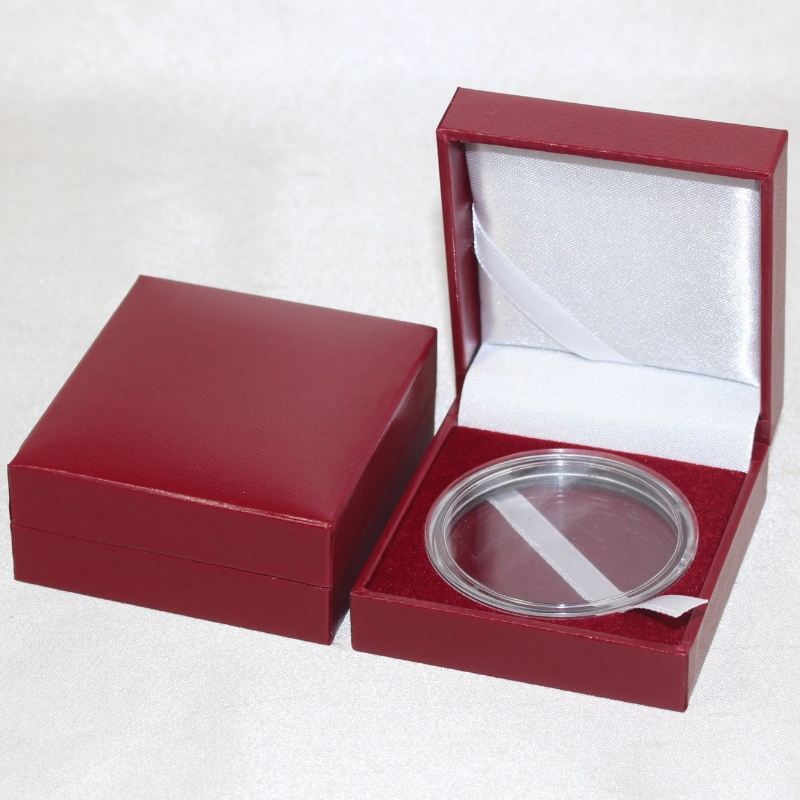 Item V-04 vierkant PU Leather box voor munt&badge, manchetknoop, dasclip, etc. mm.63*68*28, gewicht over 50g