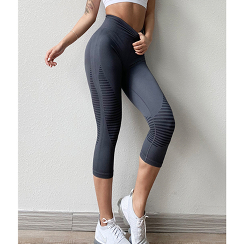 Dames fitnessbroek met hoge taille, strakke, slanke pasvorm voor yoga, hardlopen, high bounce, sneldrogende fitnessbroek