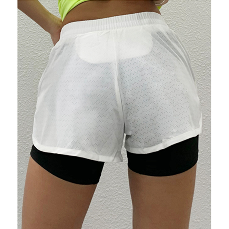 Dubbeldeks sportshort met veters Ademend, sneldrogend hardloopbroekje van mesh