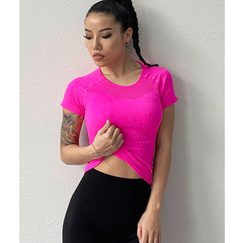 Hygroscopische sneldrogende fashion sport casual yoga top met korte mouwen