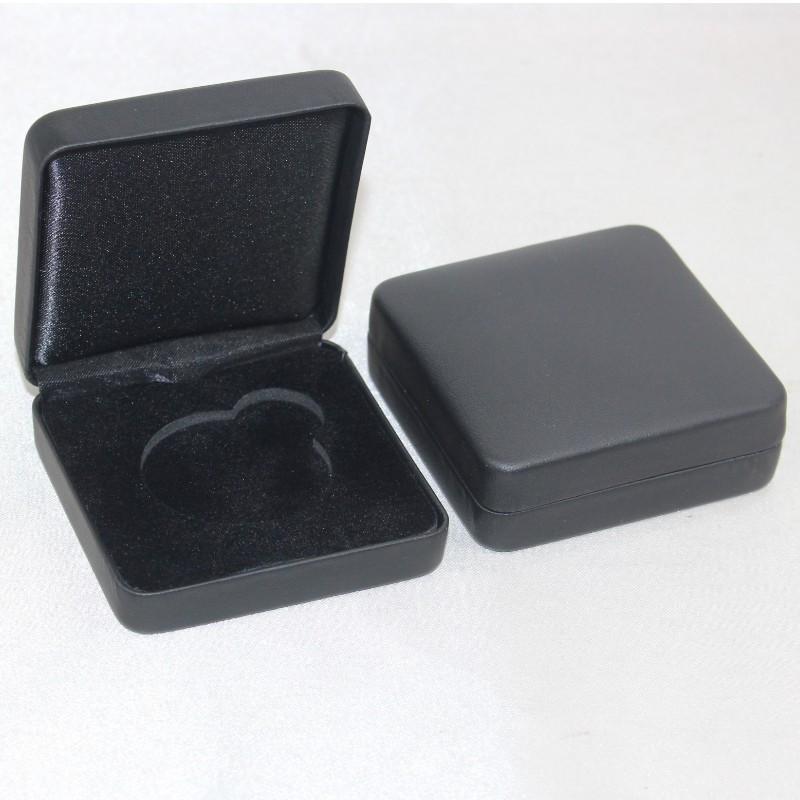 Item T-02s medaillon box bedekt met flennette of PU Leather voor 25-45mm munt, insigne lost 65286; kleine medaille, etc. mm.65*65*26, gewichten over 55g