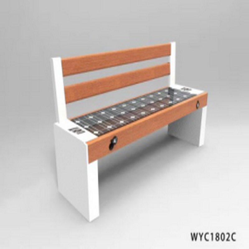 Grote Formaat WPC Wood Galvanized Steel Smart Voice Solar Bench