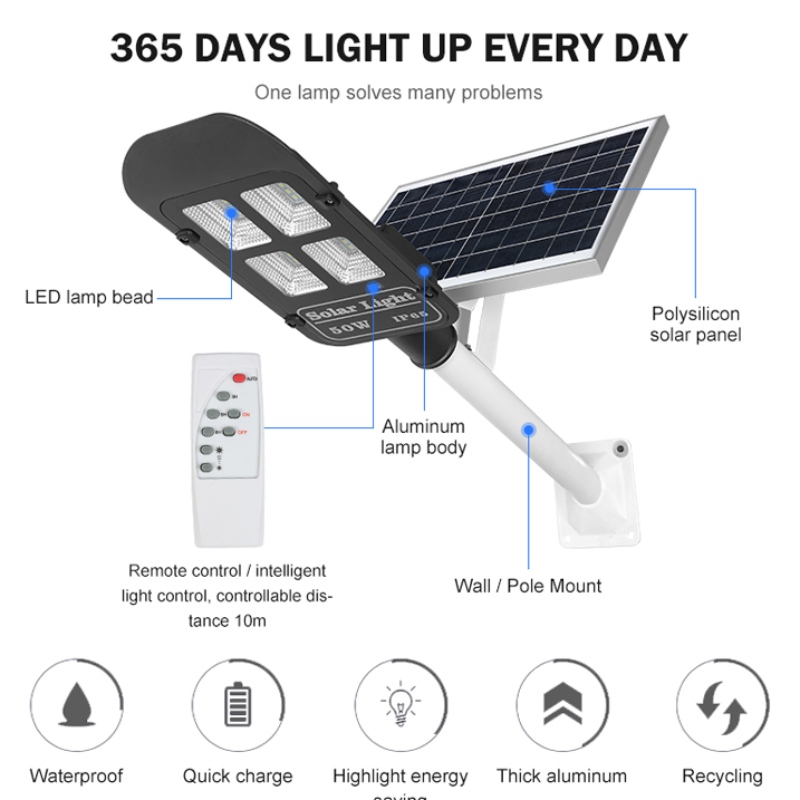 SMD Ip65 30w 50w 100w 150w Led Solar Street Light