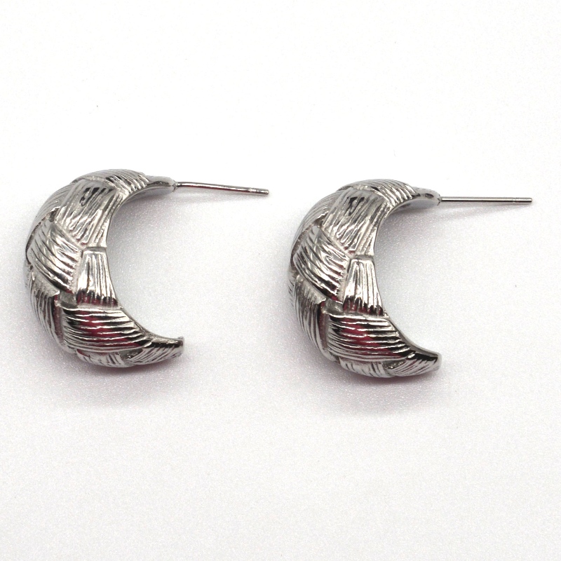 Zilveren oorbellen dames ronde gegraveerde twill oorbellen, China Ruifanbao sieraden verwerkingsfabriek