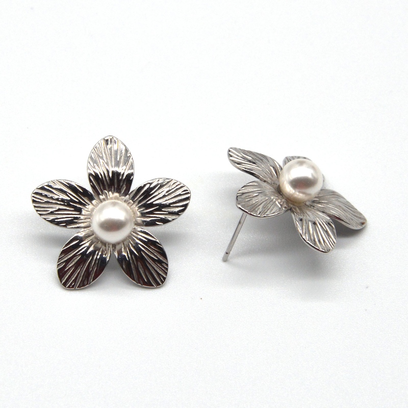 Dames bruiloft parel oorbellen vrouwen bloem roestvrij stalen oorbellen beste geschenken China Ruifanbao sieraden fabriek