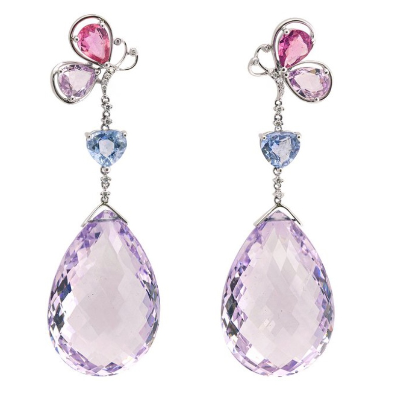 925 sterling zilveren vlinder hanger oorbellen klauw instelling vakmanschap China Ruifanbao sieraden verwerking fabriek