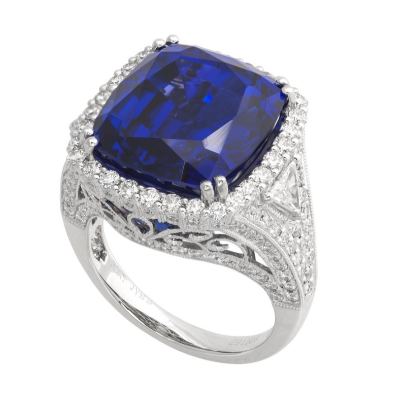 925 sterling zilver prachtige vrouwelijke ring blauw zirkoon, holle klauw set vrienden, man en vrouw geschenken China Ruifanbao sieraden verwerking