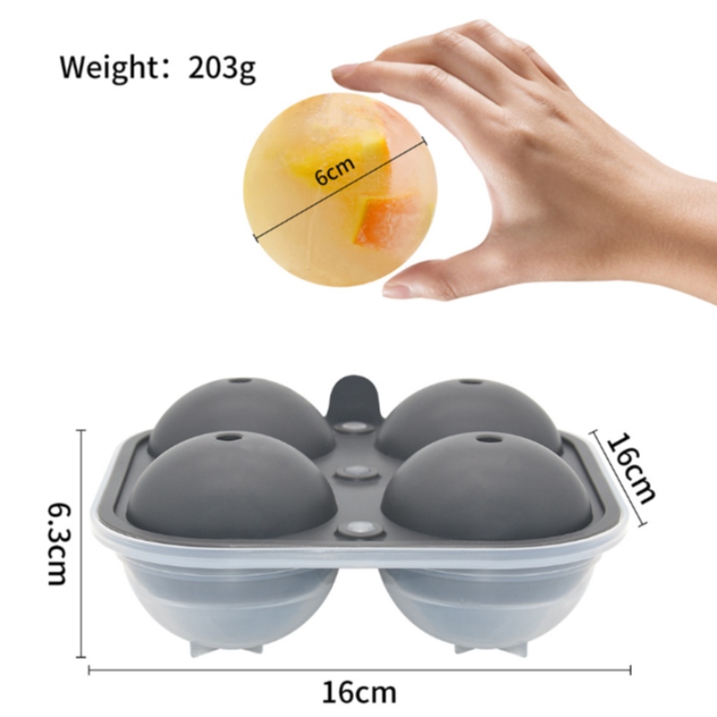 Nieuwe grote vier siliconen ijshockeydoos whiskybal ronde plastic ijsvorm