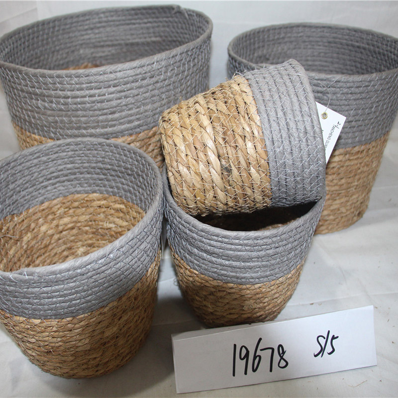 Handgemaakte natuurlijke hand waterhyacint grasmand met handvat